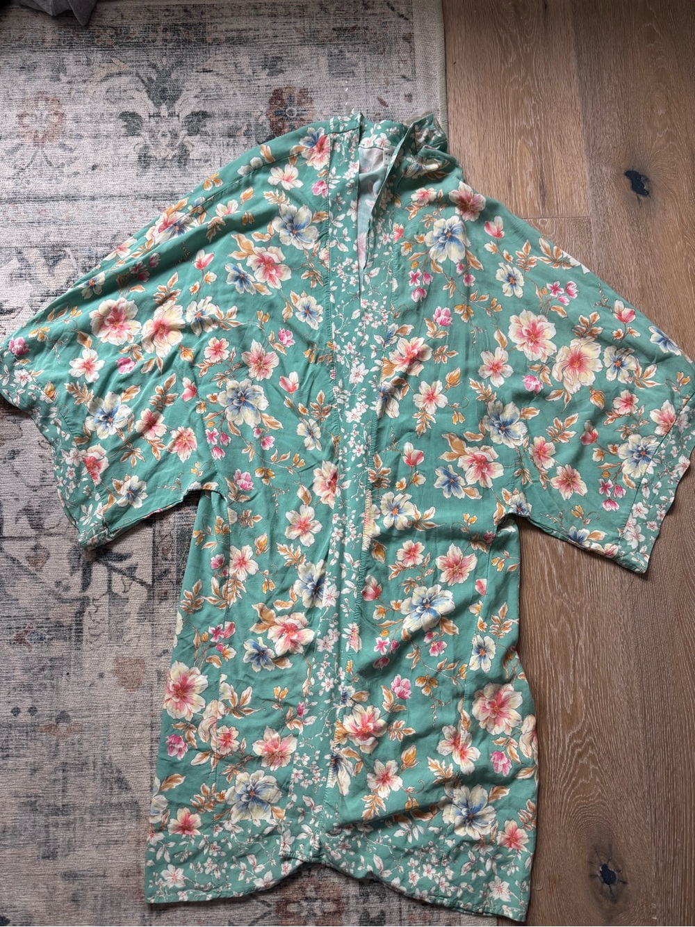 Magnolia Boutique Floral Green Open Lightweight Kimono